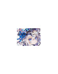 Classic anime girl mouse pad 14x10 inches with silver-haired wolf ears, blue flowers, and ribbons.