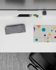 14x10 inches mouse pad featuring mid-century modern design, with colorful circles, stars, and geometric shapes for a creative, stylish workspace.