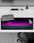 32x12 inches mouse pad featuring a vibrant pink sunset and gridlines, creating a nostalgic and bold design for your desk.