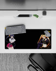Anime mouse pad 28x12 inches featuring Akeno and Irina from High School DxD with vibrant colors and dynamic poses.