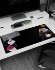 High School DxD desk pad 36x16 inches featuring Akeno and Irina; Akeno's smirk and Irina's charm in vivid colors.