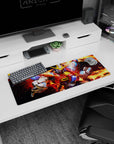 32x12 inches anime mouse pad showing XXXG-00W0 Wing Gundam Zero charging fists forward through flames.