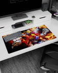 32x16 inches anime mouse pad featuring XXXG-00W0 Wing Gundam Zero charging forward with fists up in fire.