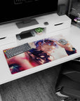 Durable 32x16 inch mouse pad with Satoru Gojo's glowing design, bringing intensity to any desk