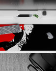 Ryuji Sakamoto Persona 5 desk pad, 36x16 inches. Bold anime design with red, white, and black pop-art style.