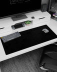 Artistic 36x16 inches desk pad featuring hexagonal black grid design, with 3D hexagons to create depth and modern minimalism for your workspace.