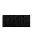 Mouse pad featuring hexagonal black grid design, 28x12 inches, with 3D hexagons for a modern, clean, and bold workspace aesthetic.