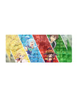 KonoSuba anime mouse pad, 28x12 inches, features Aqua, Darkness, Megumin, and Kazuma in a vibrant, chaotic collage.