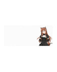 28x12 inches anime girl mouse pad with fox-eared maid in black frilly dress on a crisp white background.