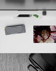 Kokushibo Demon Slayer anime mouse pad, 14x10 inches, features six burning eyes, blood-red blades, and a terrifying face.