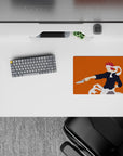 14x10 inches anime mouse pad with vivid orange background, sharp motion, and rebellious Food Wars energy.