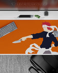 40x20 inches anime desk pad with vivid orange backdrop, bold contrast, and rebellious Food Wars energy.
