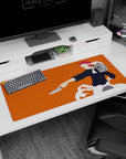Soma Yukihira anime desk pad 36x16 inches with blade in hand and confident side-profile action pose.