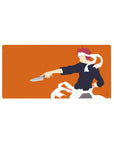 32x16 inches anime mouse pad with bold Soma Yukihira side pose, chef uniform, blade, and motion ribbons.