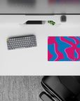 14x10 inches mouse pad with retro wave-inspired design, blending pink, deep blue, and neon purple for an electric, playful vibe.