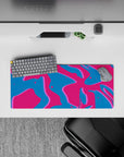 28x12 inches mouse pad with retro wave-inspired design, featuring vibrant pink, deep blue, and neon purple for a striking pop of color.