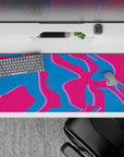 36x16 inches mouse pad with retro wave-inspired design, blending pink, deep blue, and neon purple for a striking and playful atmosphere.