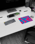 Artistic 14x10 inches mouse pad featuring retro wave-inspired splashes of pink, deep blue, and neon purple for a dynamic, energetic look.