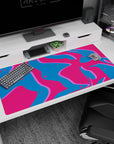 Large 40x20 inches mouse pad featuring retro wave-inspired splashes of vibrant pink, deep blue, and neon purple for a bold and energetic look.