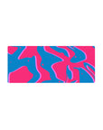 Mouse pad featuring retro wave-inspired design, 28x12 inches, with pink, deep blue, and neon purple splashes for a bold, energetic atmosphere.