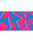 Mouse pad featuring retro wave-inspired design, 40x20 inches, with vibrant pink, deep blue, and neon purple splashes for bold energy.