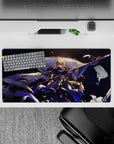 32x16 inches mouse pad with Jeanne d'Arc from Fate/Grand Order, showcasing her powerful stance in armor, symbolizing hope with vibrant colors.