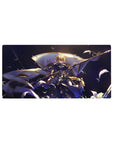Mouse pad featuring Jeanne d'Arc from Fate/Grand Order, 32x16 inches, in shining armor, raising her banner high as a symbol of strength.