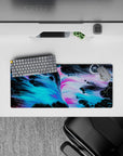 28x12 inches mouse pad with a fluid, cosmic nebula-inspired design in neon colors, adding futuristic flair to your workspace.