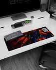 EVA Unit-01 anime mouse pad, fiery design in reds and oranges, size 32x12 inches, adds energy to your setup.