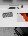 Small-sized 14x10 desk mat with flame-inspired design adds bold, fiery energy to any desk or workspace