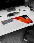 Creative fire design on 32x16 desk mat brings Abstract Flame's bold aesthetic to life vividly