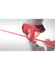 Anime girl desk pad 40x20 inches with pink-haired nurse in white uniform twirling red stethoscope.