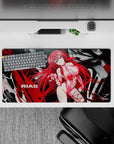 Mouse pad featuring Rias Gremory from High School DxD, vibrant red hair, size 32x16 inches, perfect for anime fans.