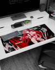 Anime desk pad 36x16 inches featuring Rias Gremory from High School DxD, vibrant red hair, and powerful presence.