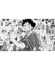One Piece mouse pad 40x20 featuring Monkey D Luffy with manga panels for bold anime-inspired style