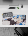 28x12 inches mouse pad with Rem design, showcasing blue rose petals and a peaceful pose for a tranquil, calming workspace vibe.