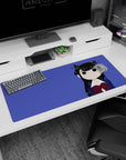 36x16 inches Komi Can't Communicate mouse pad showing Shouko Komi with tiny cat ears and quiet eyes.