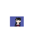 Classic anime girl mouse pad 14x10 inches featuring Komi with cat ears, school uniform, and violet backdrop.