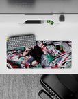 28x12 inches mouse pad with Kaneki design, blending mid-battle chaos and jagged details for a raw, explosive Tokyo Ghoul vibe.