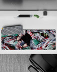 32x12 inches mouse pad with Kaneki design, showcasing explosive battle scenes and jagged chaotic details for a bold and intense anime vibe.