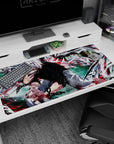 Large 40x20 inches mouse pad featuring Kaneki design, with mid-battle artwork and jagged chaotic details for an explosive and dynamic anime effect.