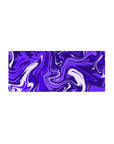 Mouse pad featuring vibrant purple design, 28x12 inches, with swirling patterns for a calming and energizing effect in your workspace.