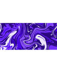 Mouse pad featuring vibrant purple design, 36x16 inches, with swirling patterns to enhance focus and creativity while adding mystery to your desk.