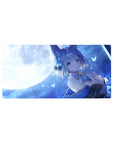 32x16 inches anime girl mouse pad with fox-eared character, moonlit rain, stars, butterflies, ribbons.