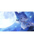 40x20 inches anime girl desk pad with moonlit rain, stars, butterflies, and elegant ribbon jewelry details.