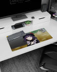 Rikka Takarada from SSSS.GRIDMAN gazing up on anime girl mouse pad 28x12 inches, lace bonnet detail.