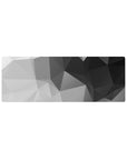 Compact 32x12 inches mouse pad with geometric grayscale design, showcasing sharp angles and shades of black, gray, and white for minimalist style.