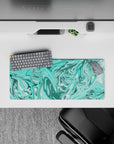 28x12 inches mouse pad with vibrant turquoise aqua swirls, creating a tranquil and visually captivating environment for work or gaming.