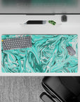 32x16 inches mouse pad with vibrant turquoise aqua swirls, creating a tranquil and visually captivating environment for work or gaming.