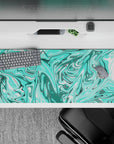 36x16 inches mouse pad with aqua swirls in vibrant turquoise, adding peaceful energy and motion for a tranquil and visually captivating space.
